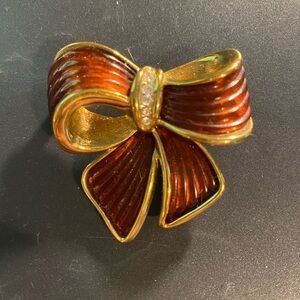 Joan Rivers Gold-tone and Amber Vintage Bow Brooch